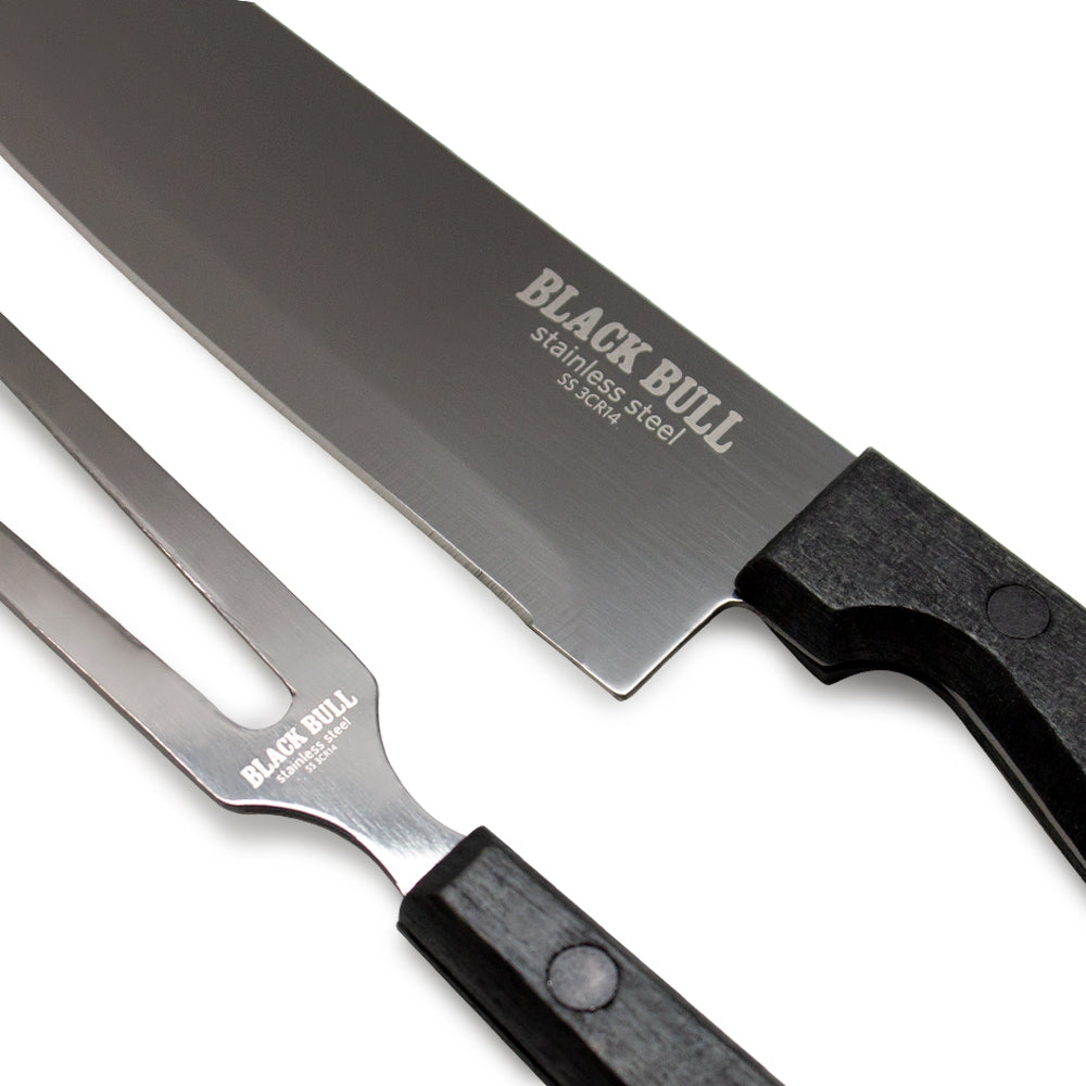 
                  
                    SET CUCHILLO + TENEDOR BLACK BULL
                  
                