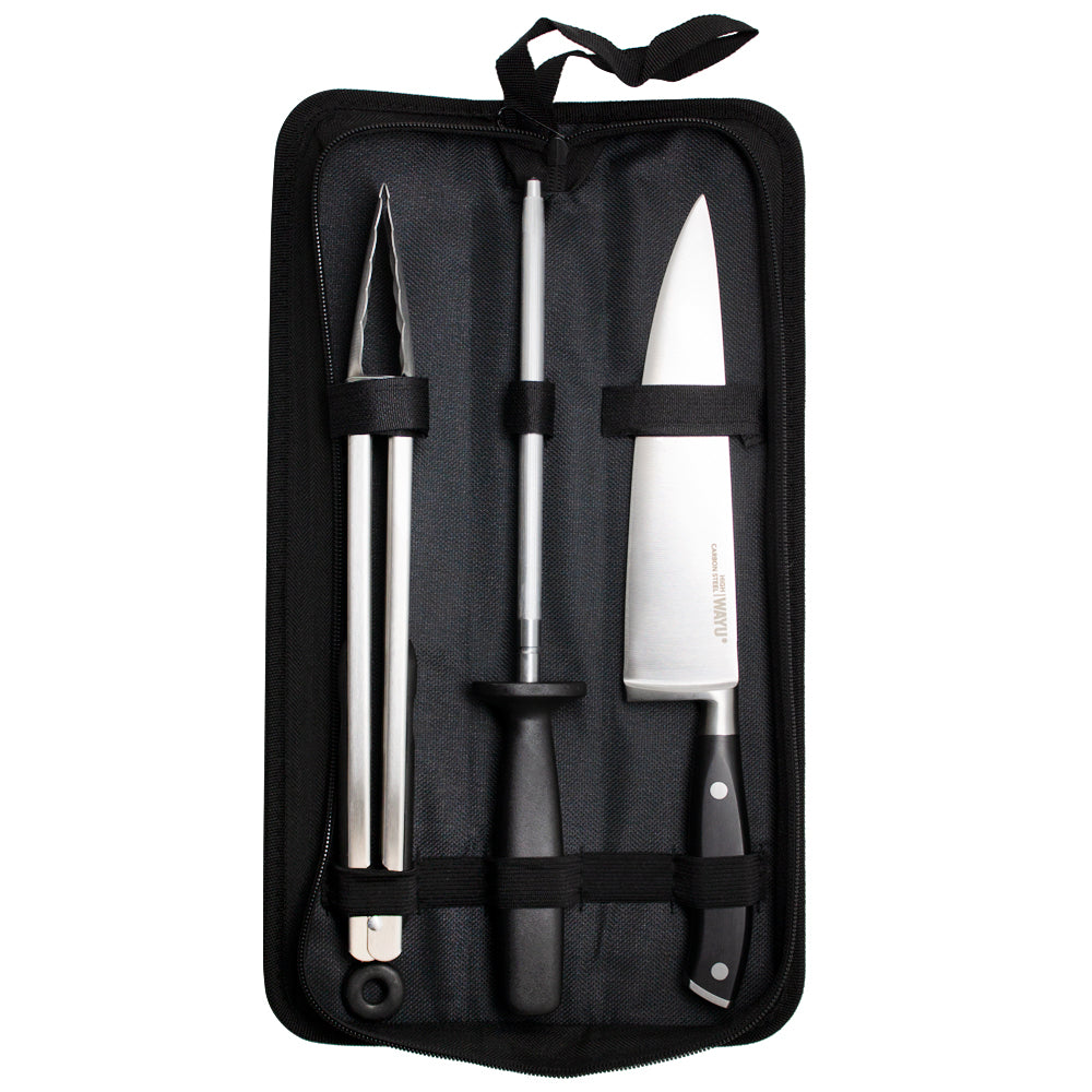 SET PARRILERO 3 PIEZAS C/FUNDA WAYU