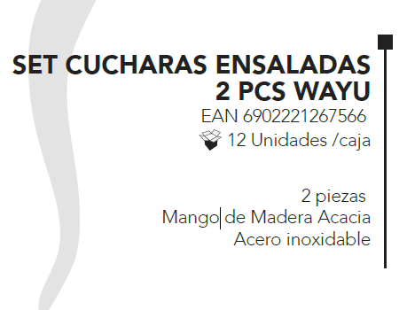 
                  
                    SET CUCHARAS ENSALADAS 2 PCS WAYU
                  
                
