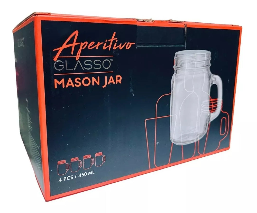 SET 4 VASOS MOJITO MASON GLASSO